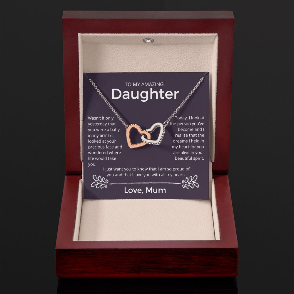 The Dreams I Held In My Heart - Interlocking Hearts Necklace For Daughter