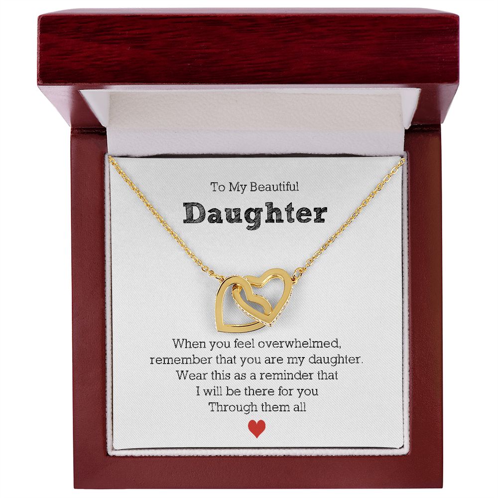 To My Beautiful Daughter - Interlocking Hearts Necklace For Daughter