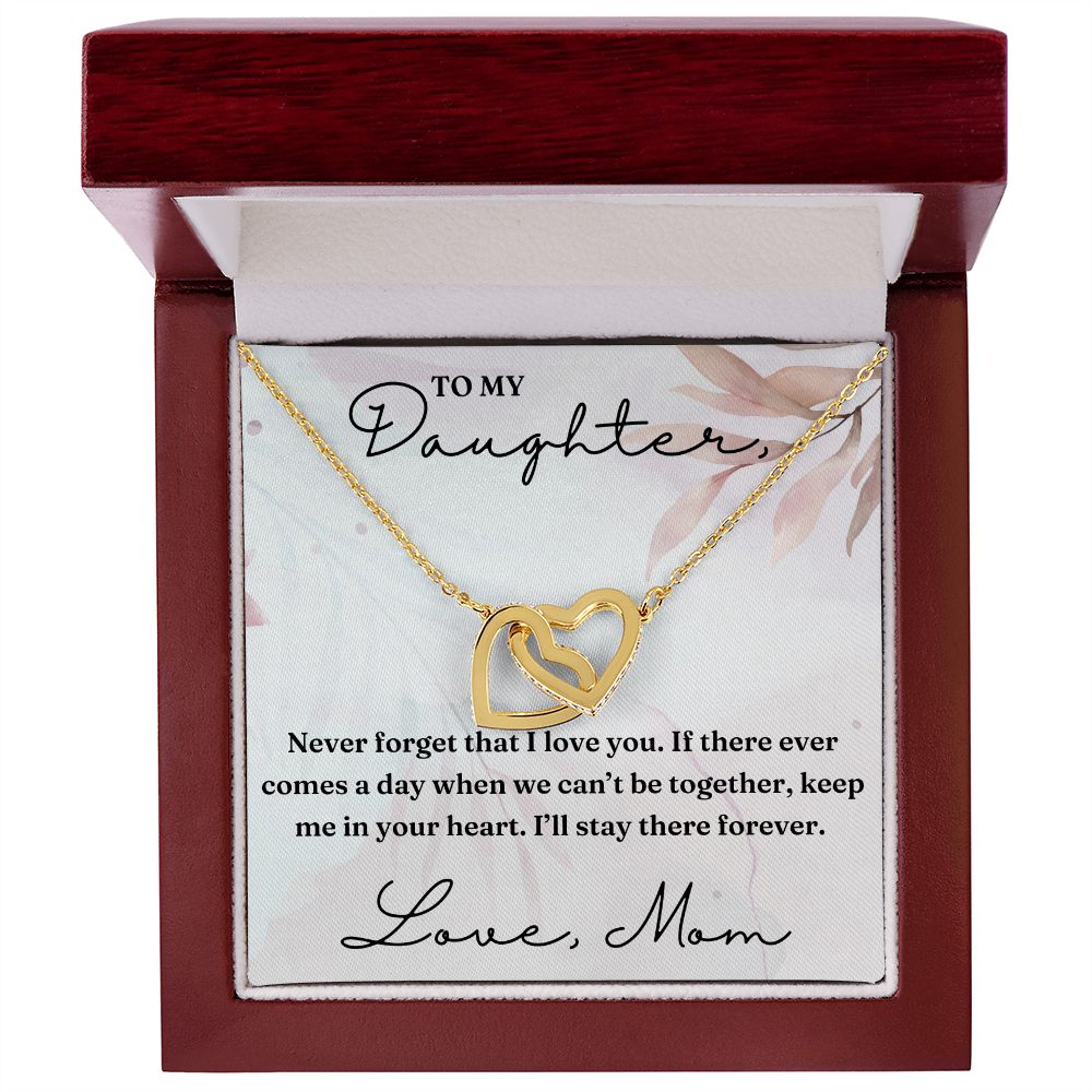 Never Forget That I Love You - Interlocking Hearts Necklace For Daughter