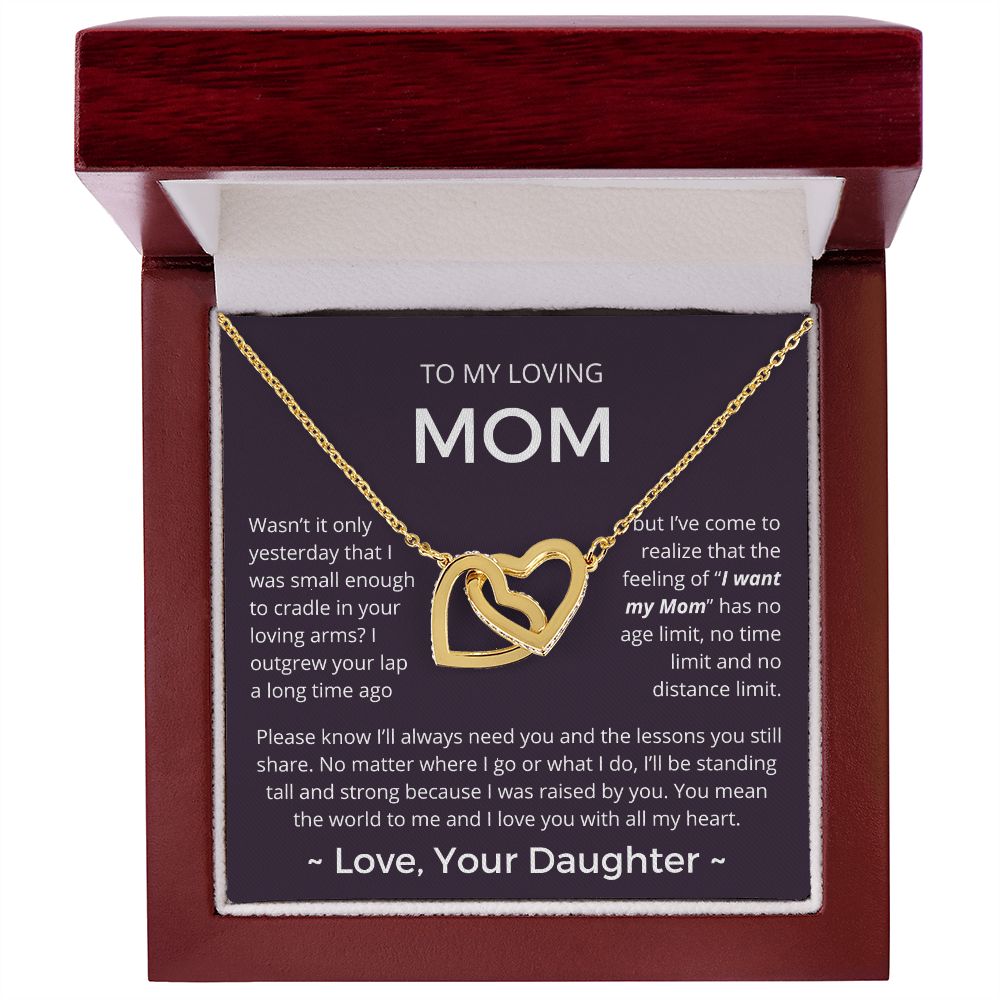You Mean The World To Me - Interlocking Hearts Necklace For Mom