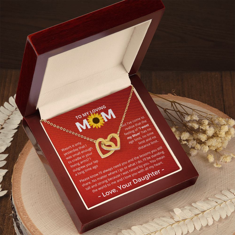 You Mean The World To Me - Interlocking Hearts Necklace For Mom