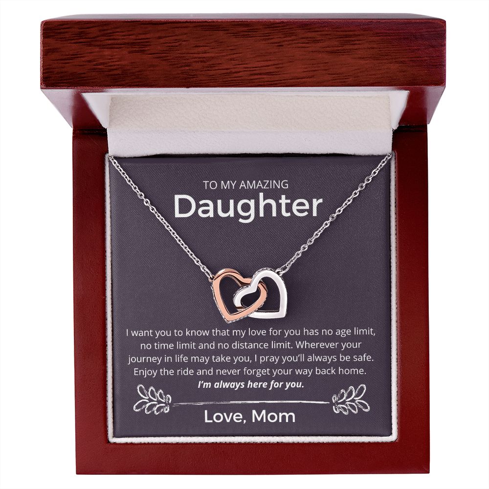 Never Forget Your Way Back Home - Interlocking Hearts Necklace For Daughter