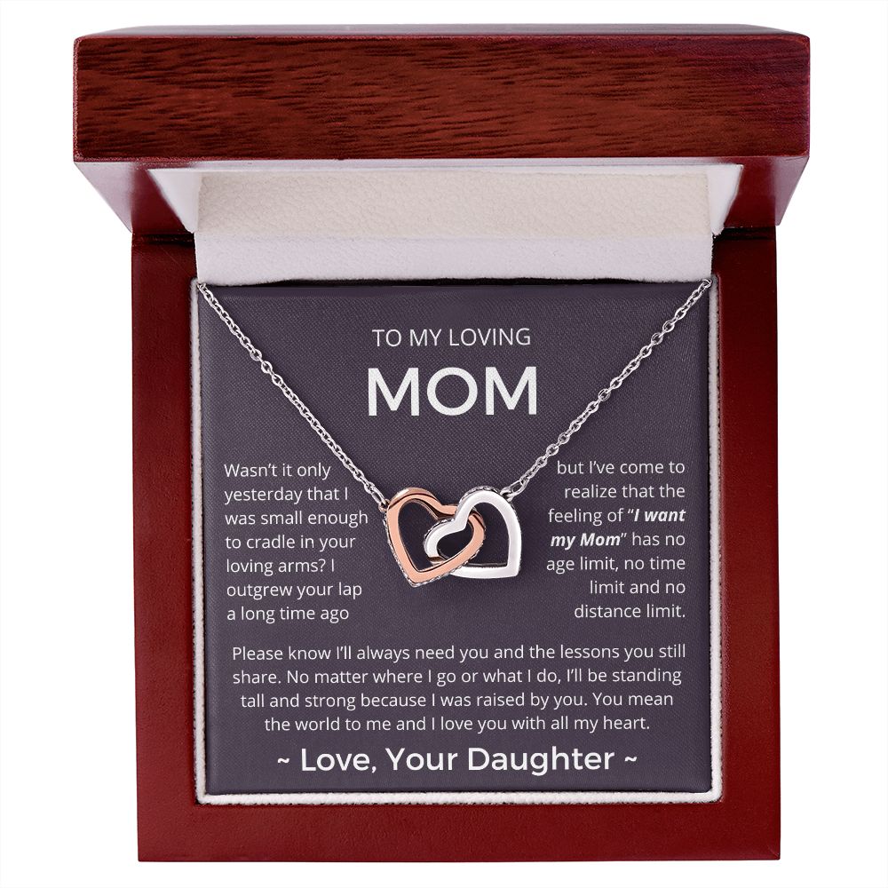 You Mean The World To Me - Interlocking Hearts Necklace For Mom