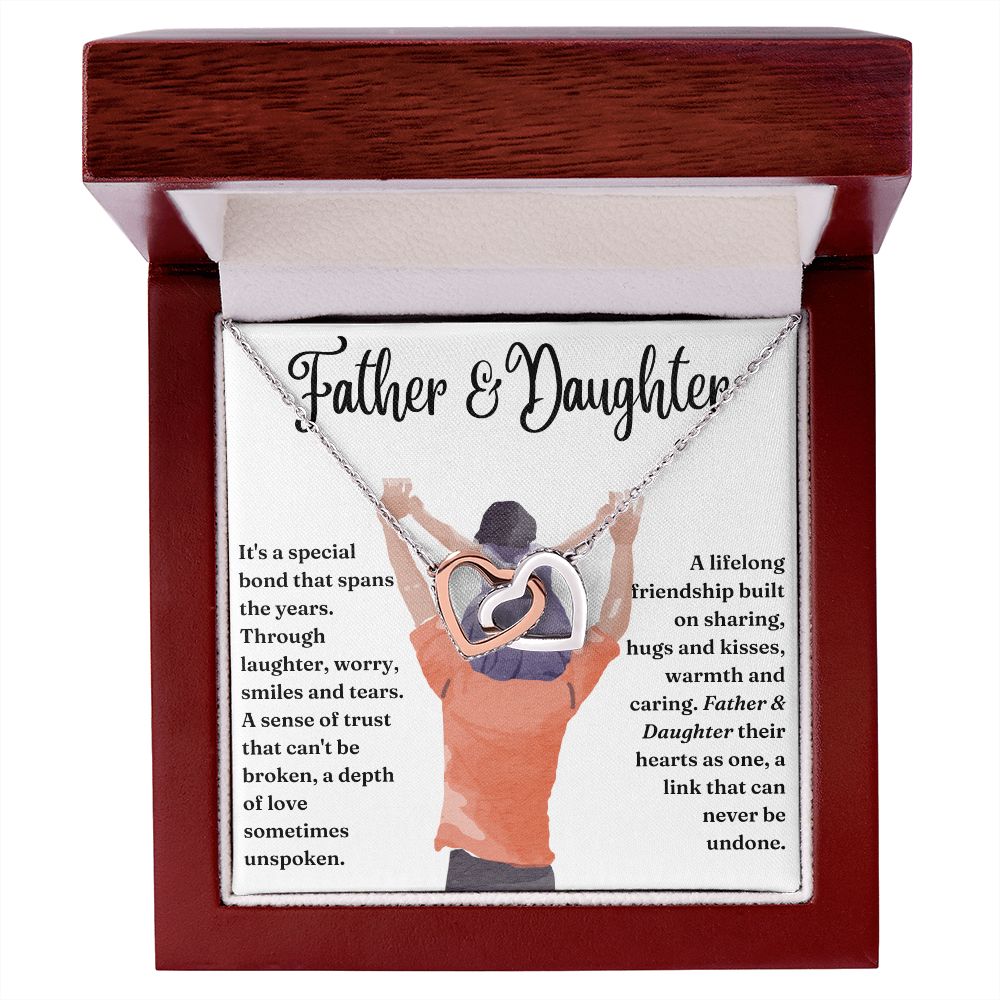 Special Bond That Spans The Years - Interlocking Hearts Necklace For Daughter