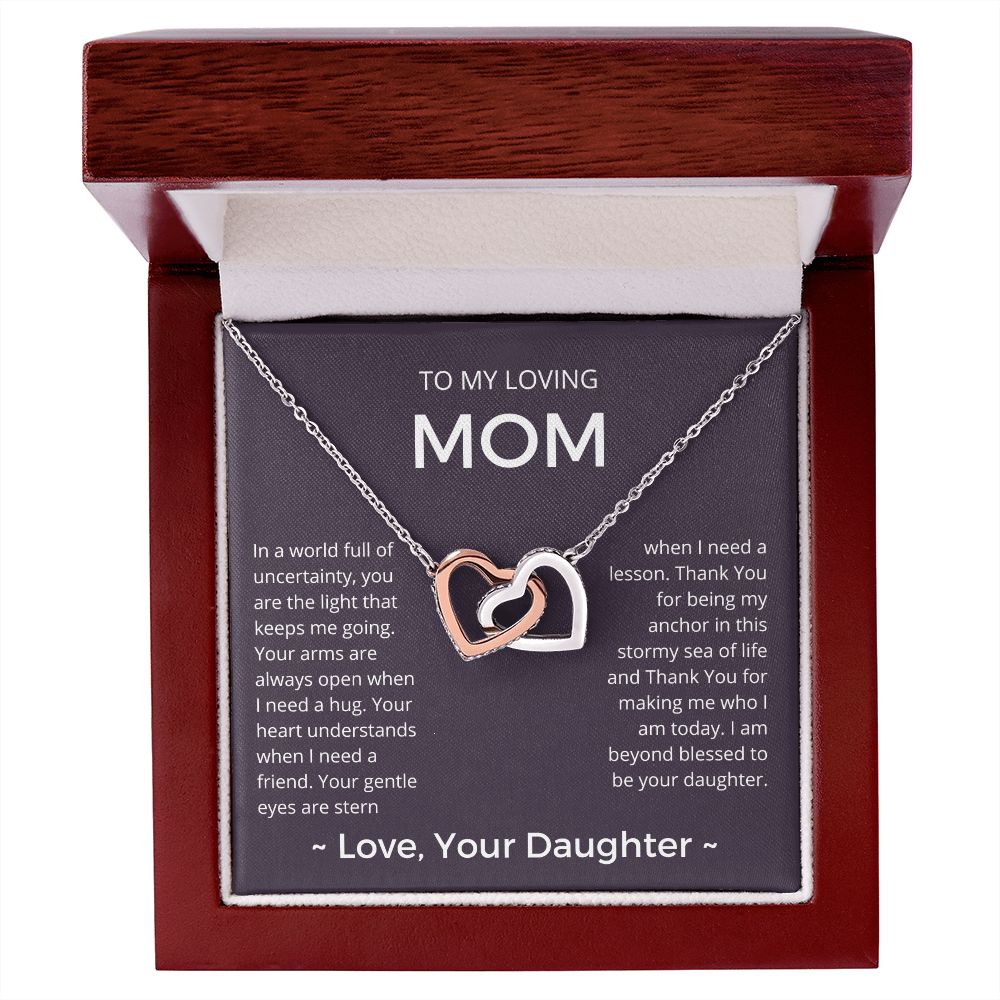 The Light That Keeps Me Going - Interlocking Hearts Necklace For Mom