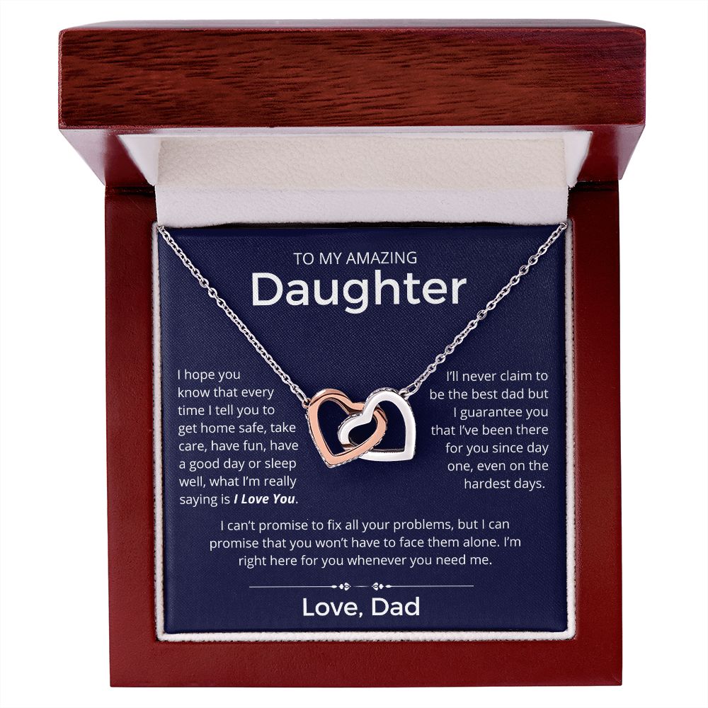 Even On The Hardest Days - Interlocking Hearts Necklace For Daughter