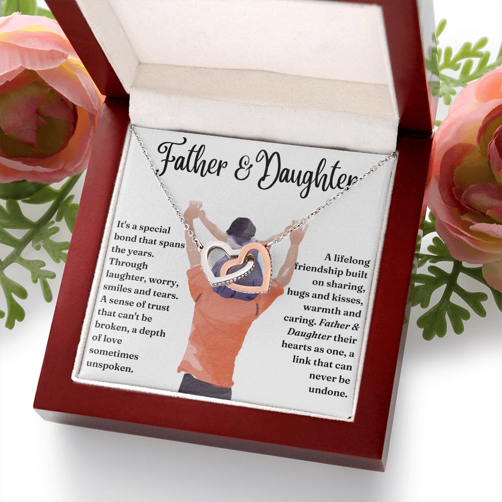 Special Bond That Spans The Years - Interlocking Hearts Necklace For Daughter