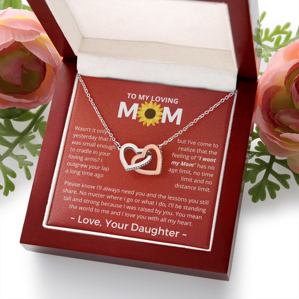 You Mean The World To Me - Interlocking Hearts Necklace For Mom