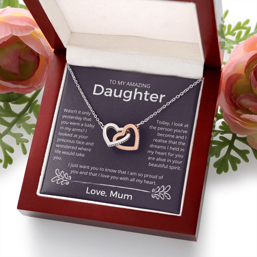 The Dreams I Held In My Heart - Interlocking Hearts Necklace For Daughter