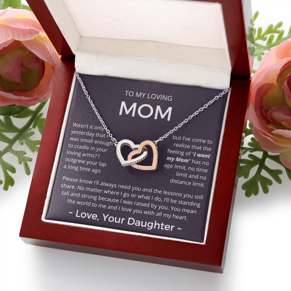 You Mean The World To Me - Interlocking Hearts Necklace For Mom