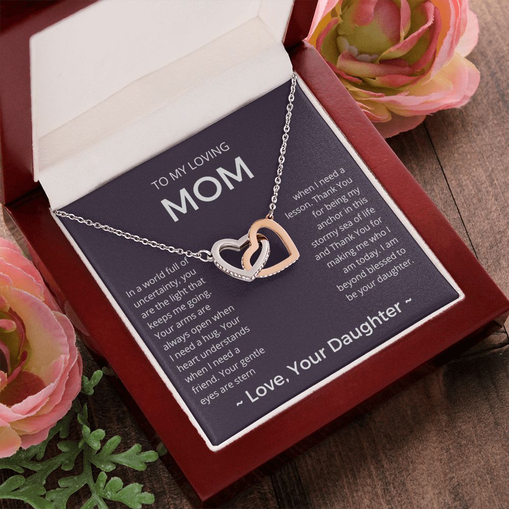 The Light That Keeps Me Going - Interlocking Hearts Necklace For Mom