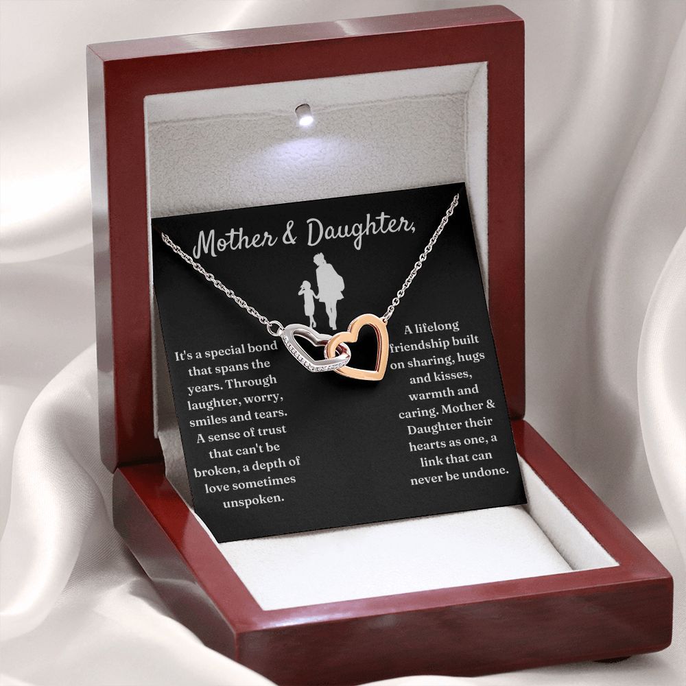 Special Bond That Spans The Years - Interlocking Hearts Necklace For Daughter