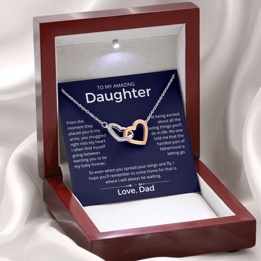 I Will Always Be Waiting - Interlocking Hearts Necklace For Daughter