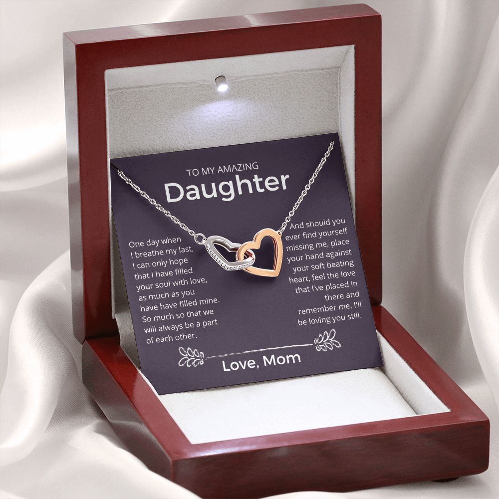 I'll Be Loving You Still - Interlocking Hearts Necklace For Daughter