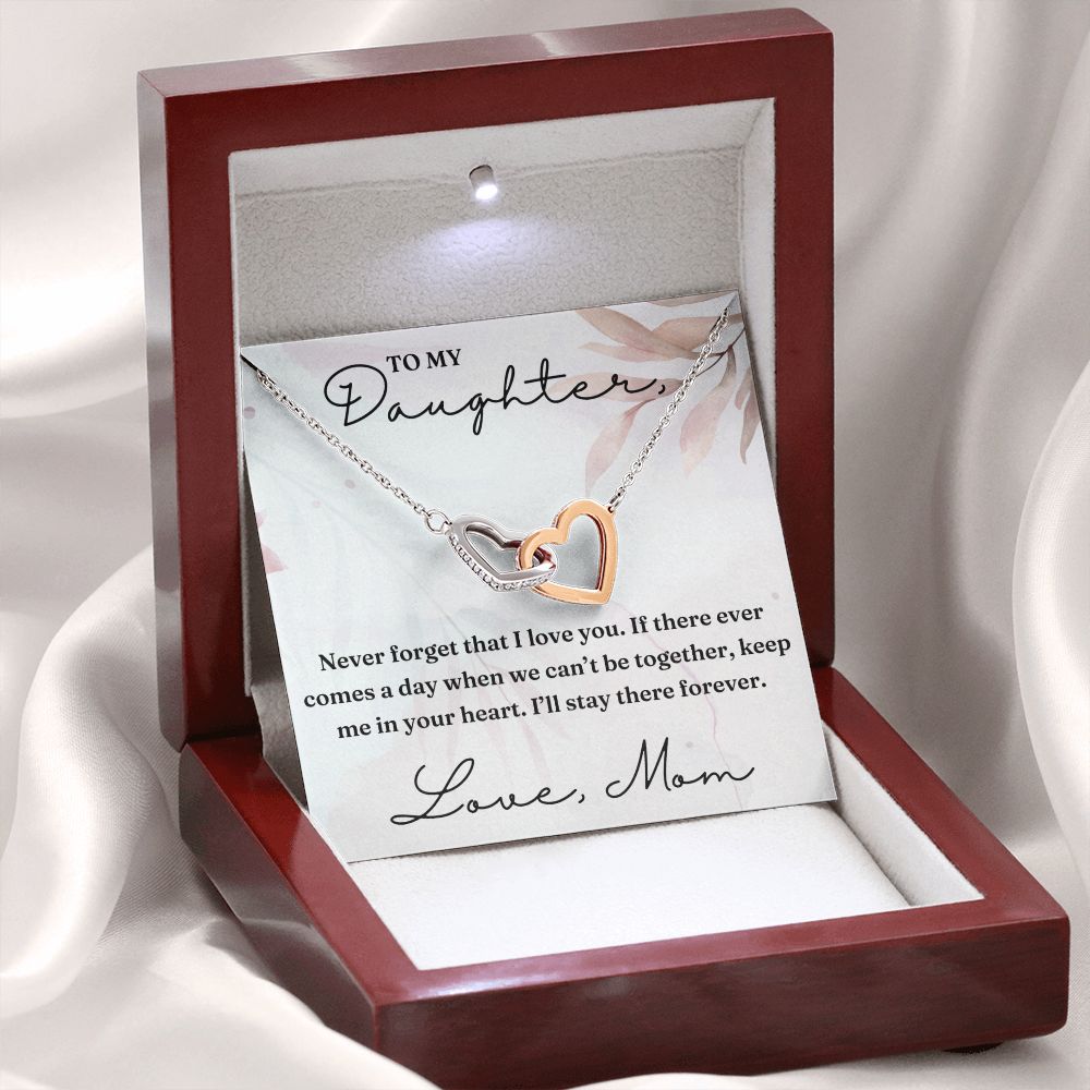 Never Forget That I Love You - Interlocking Hearts Necklace For Daughter