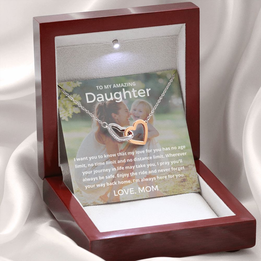 My Amazing Daughter - Interlocking Hearts Necklace For Daughter (Personalize With Your Photo!)