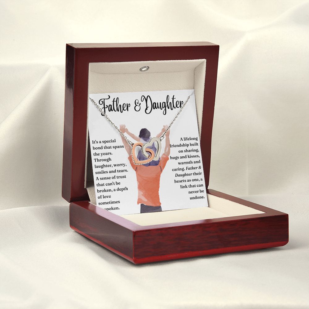 Special Bond That Spans The Years - Interlocking Hearts Necklace For Daughter