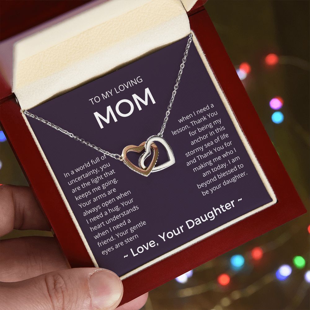 The Light That Keeps Me Going - Interlocking Hearts Necklace For Mom
