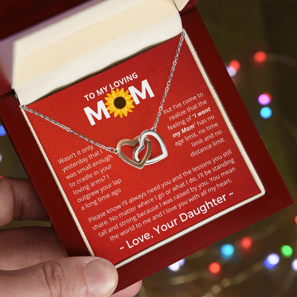 You Mean The World To Me - Interlocking Hearts Necklace For Mom