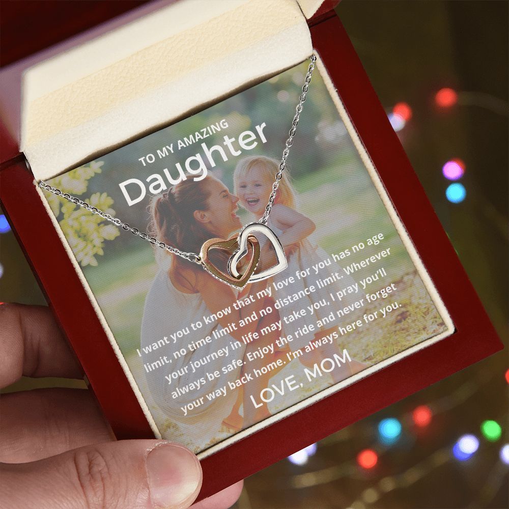 My Amazing Daughter - Interlocking Hearts Necklace For Daughter (Personalize With Your Photo!)