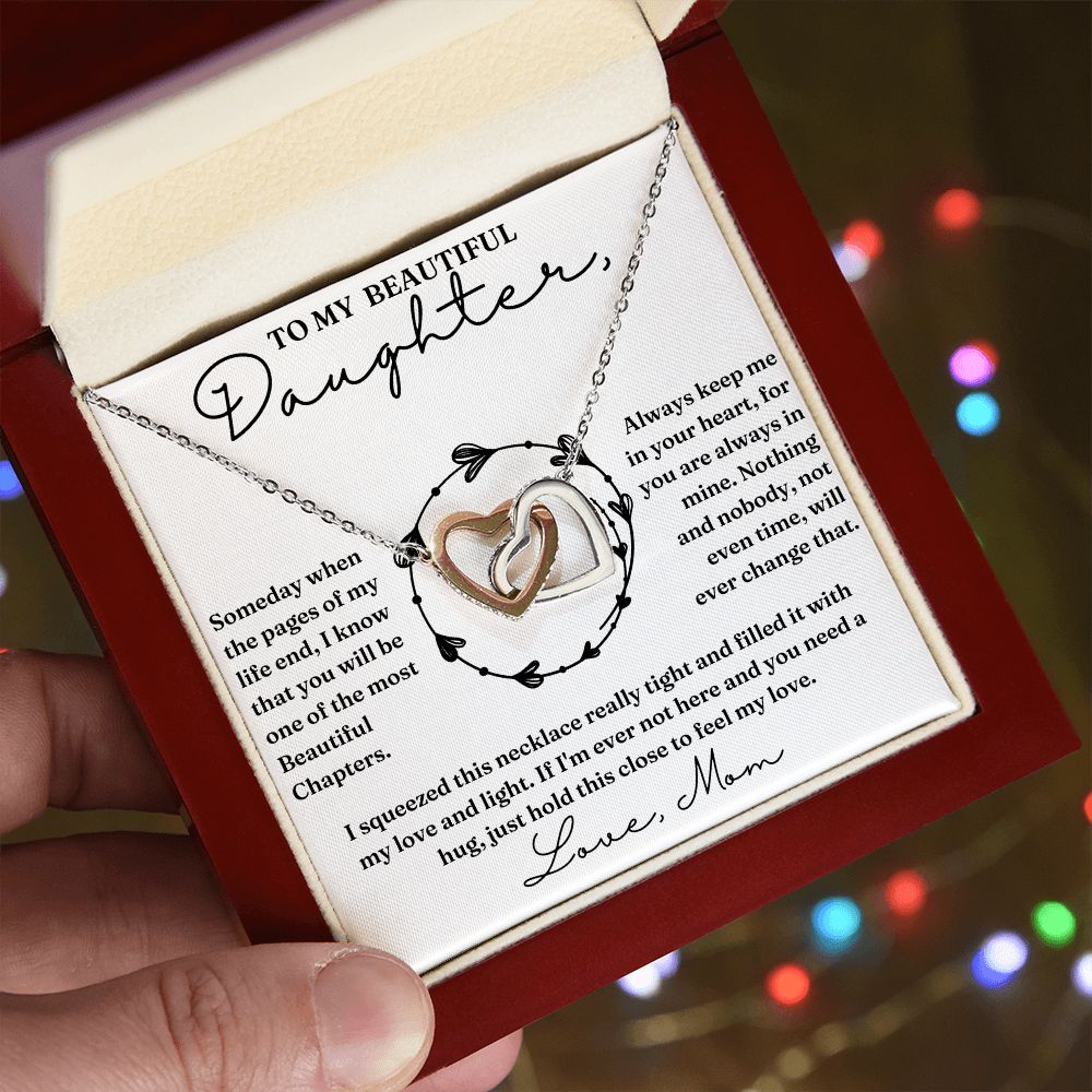 Pages Of My Life - Interlocking Hearts Necklace For Daughter
