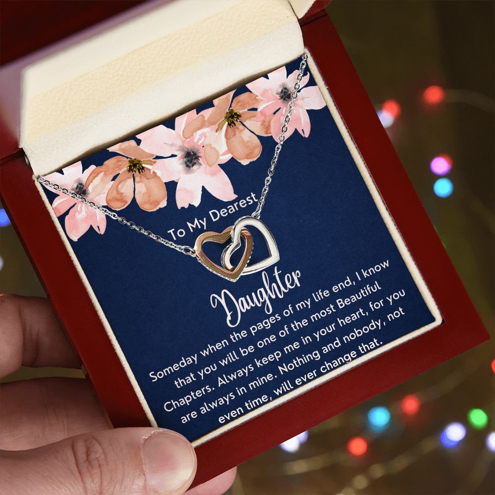 To My Dearest Daughter - Interlocking Hearts Necklace
