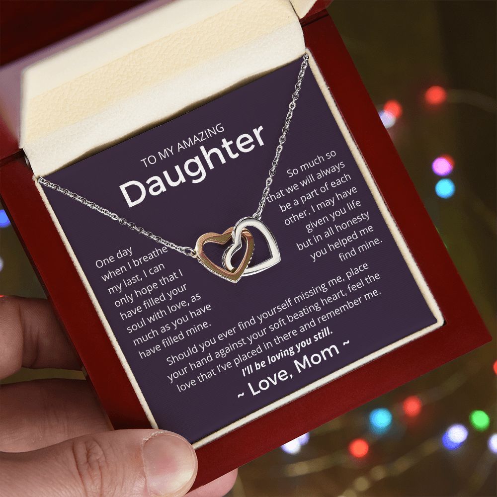 When I Breath My Last - Interlocking Hearts Necklace For Daughter