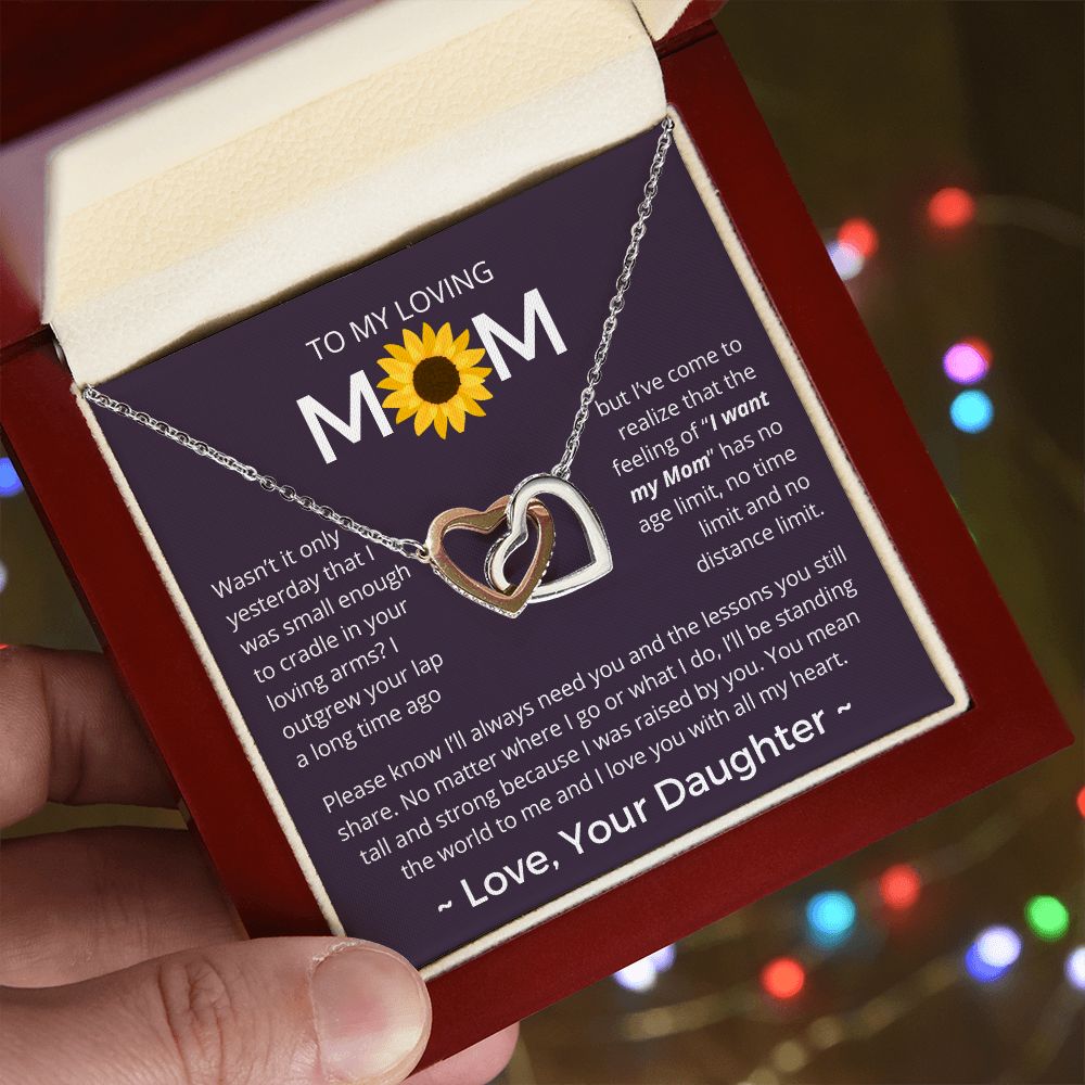 You Mean The World To Me - Interlocking Hearts Necklace For Mom
