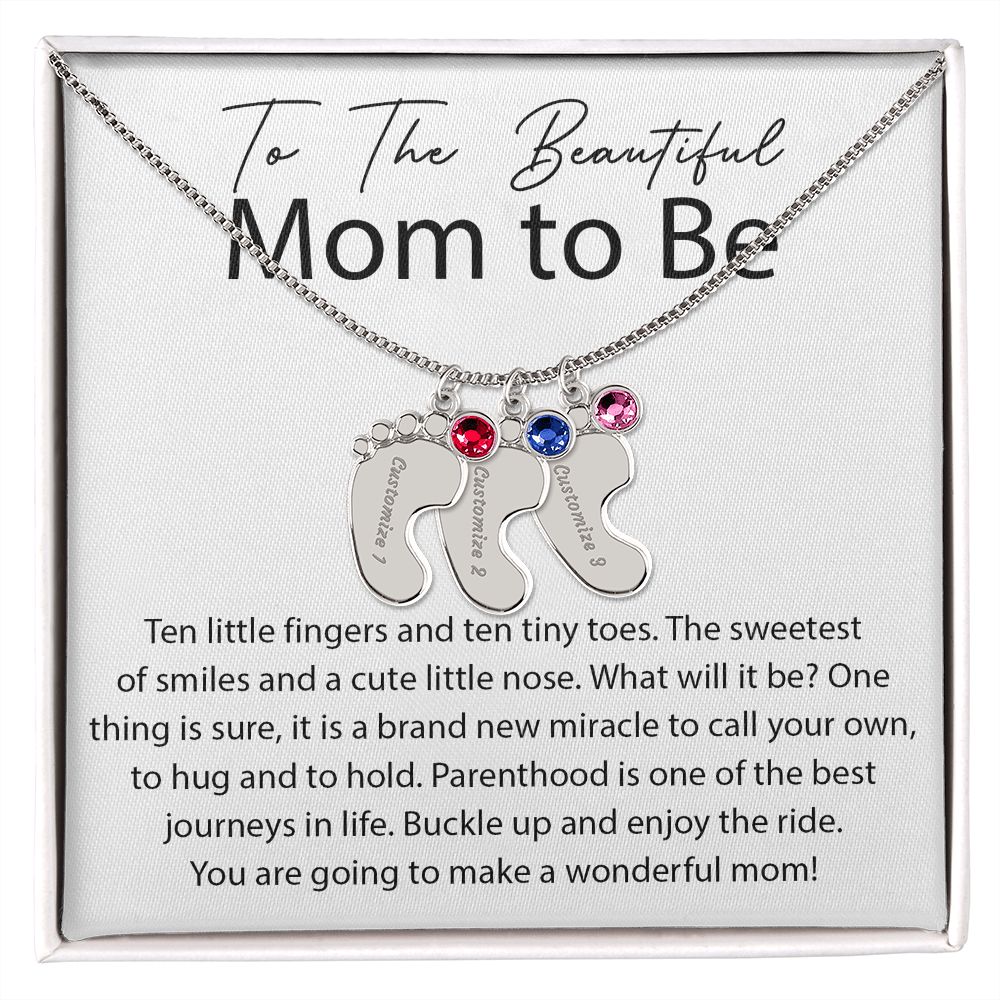 Miracle To Call Your Own - Engraved Baby Feet With Birthstone