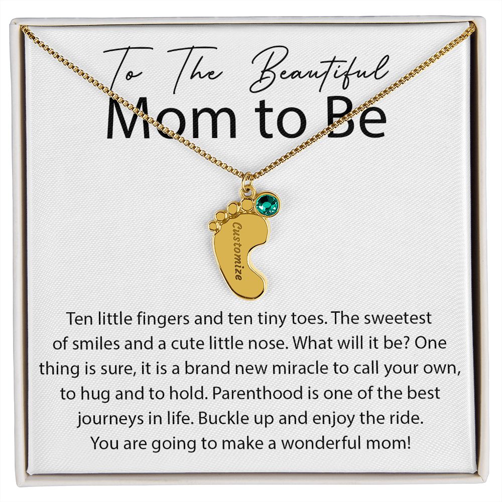 Miracle To Call Your Own - Engraved Baby Feet With Birthstone