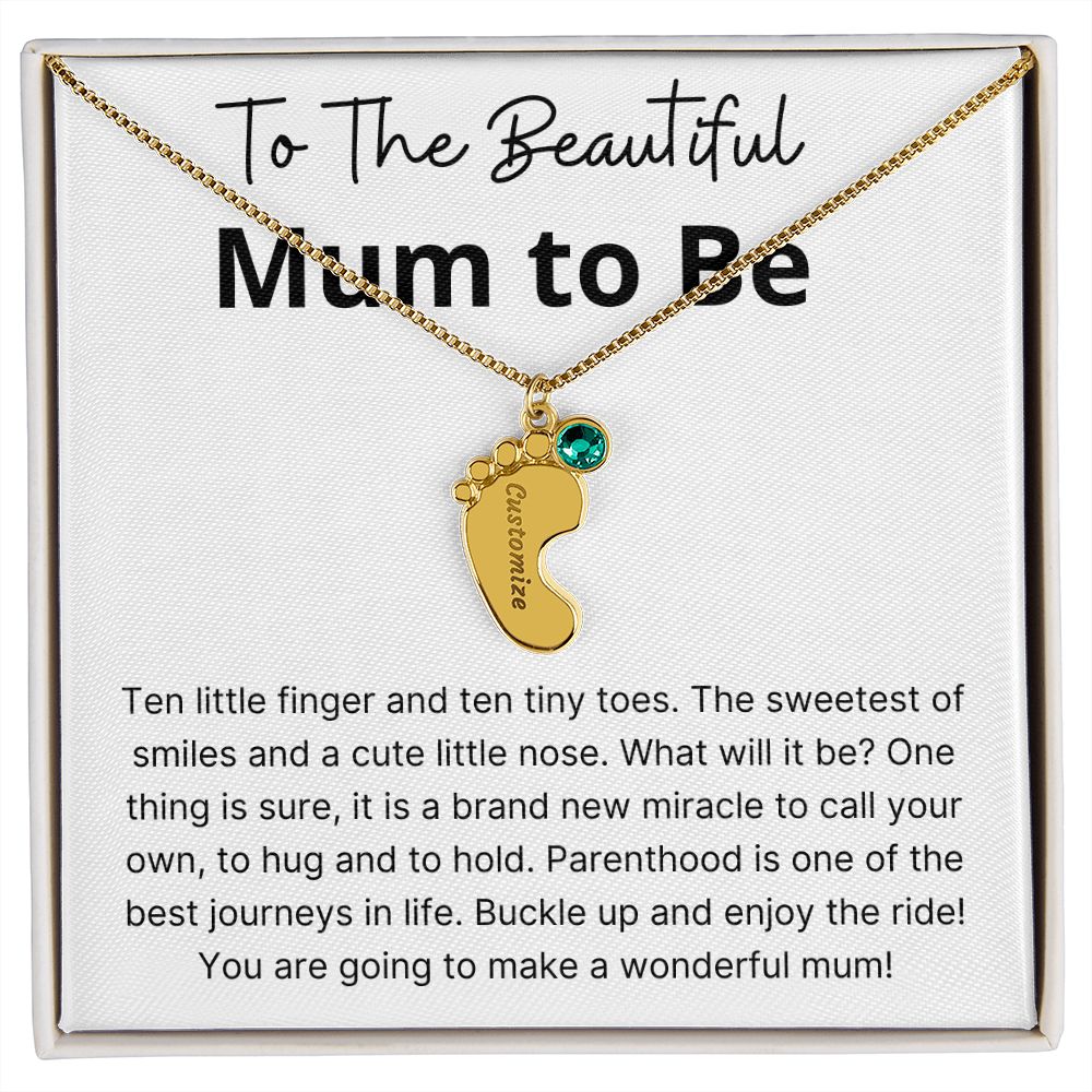 Miracle To Call Your Own - Engraved Baby Feet With Birthstone