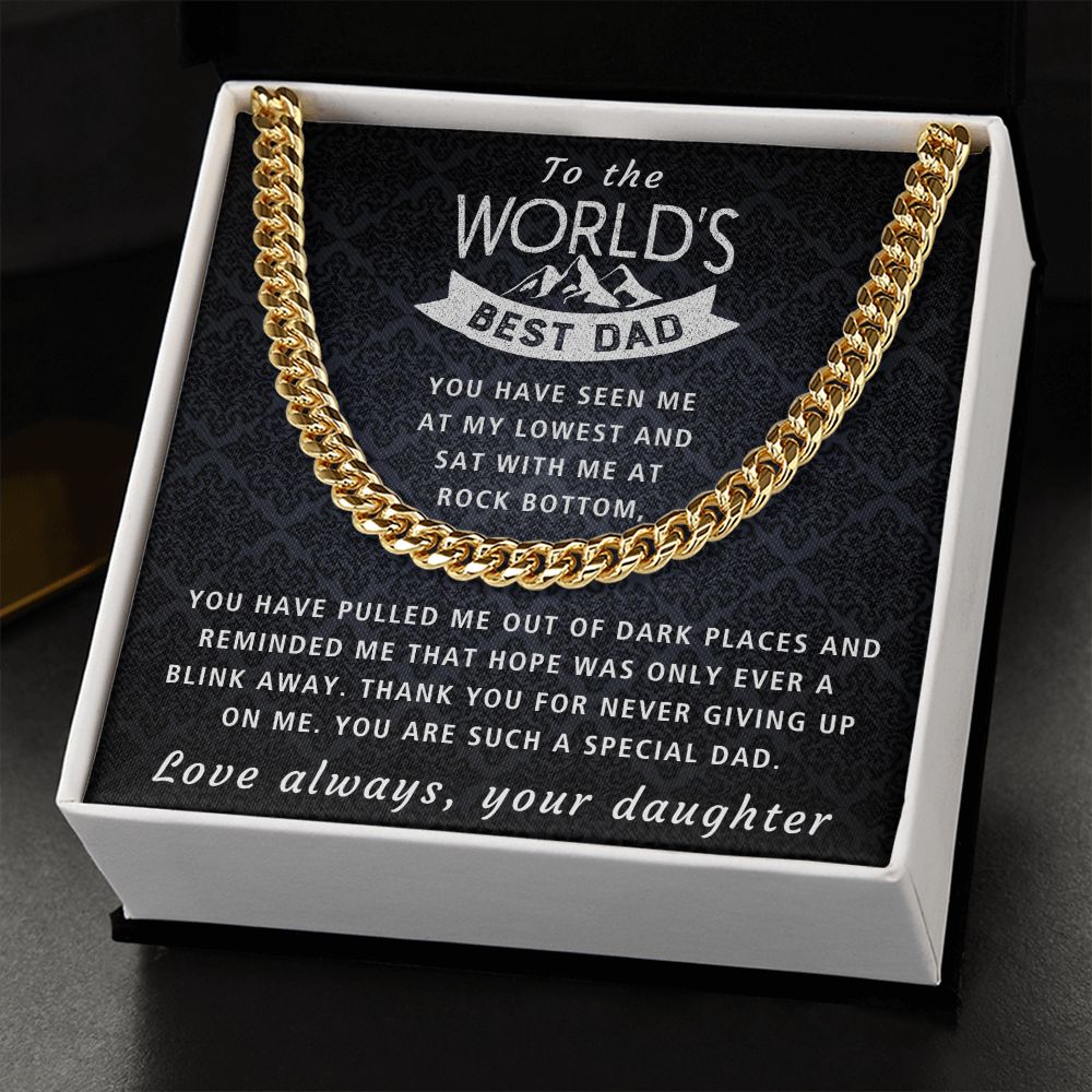 For Never Giving Up On Me - Length Adjustable Cuban Link Chain For Dad