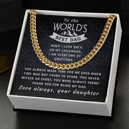 Overcome By Gratitude - Length Adjustable Cuban Link Chain For Dad