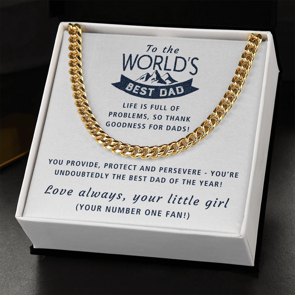 Best Dad Of The Year - Length Adjustable Cuban Link Chain For Dad