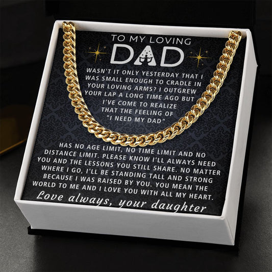 You Mean The World To Me - Length Adjustable Cuban Link Chain For Dad