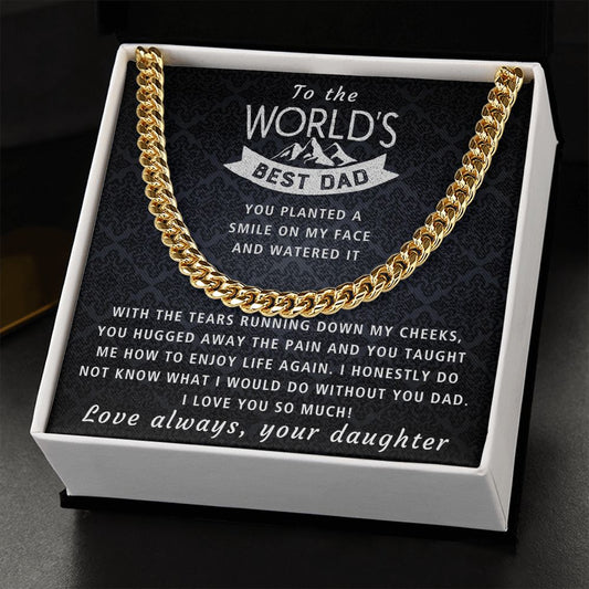 You Hugged Away The Pain - Length Adjustable Cuban Link Chain For Dad