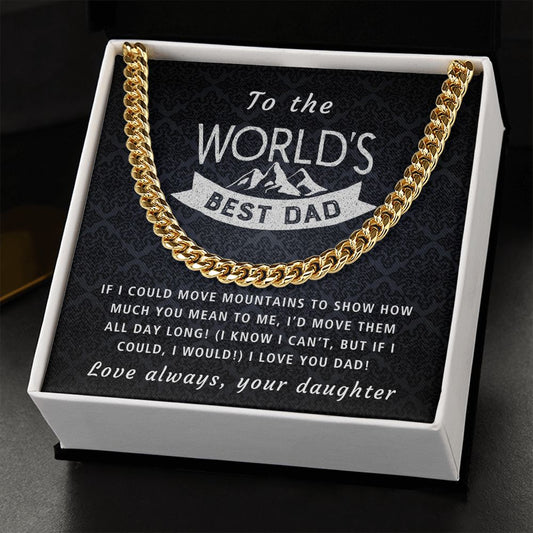 If I Could Move Mountains - Length Adjustable Cuban Link Chain For Dad