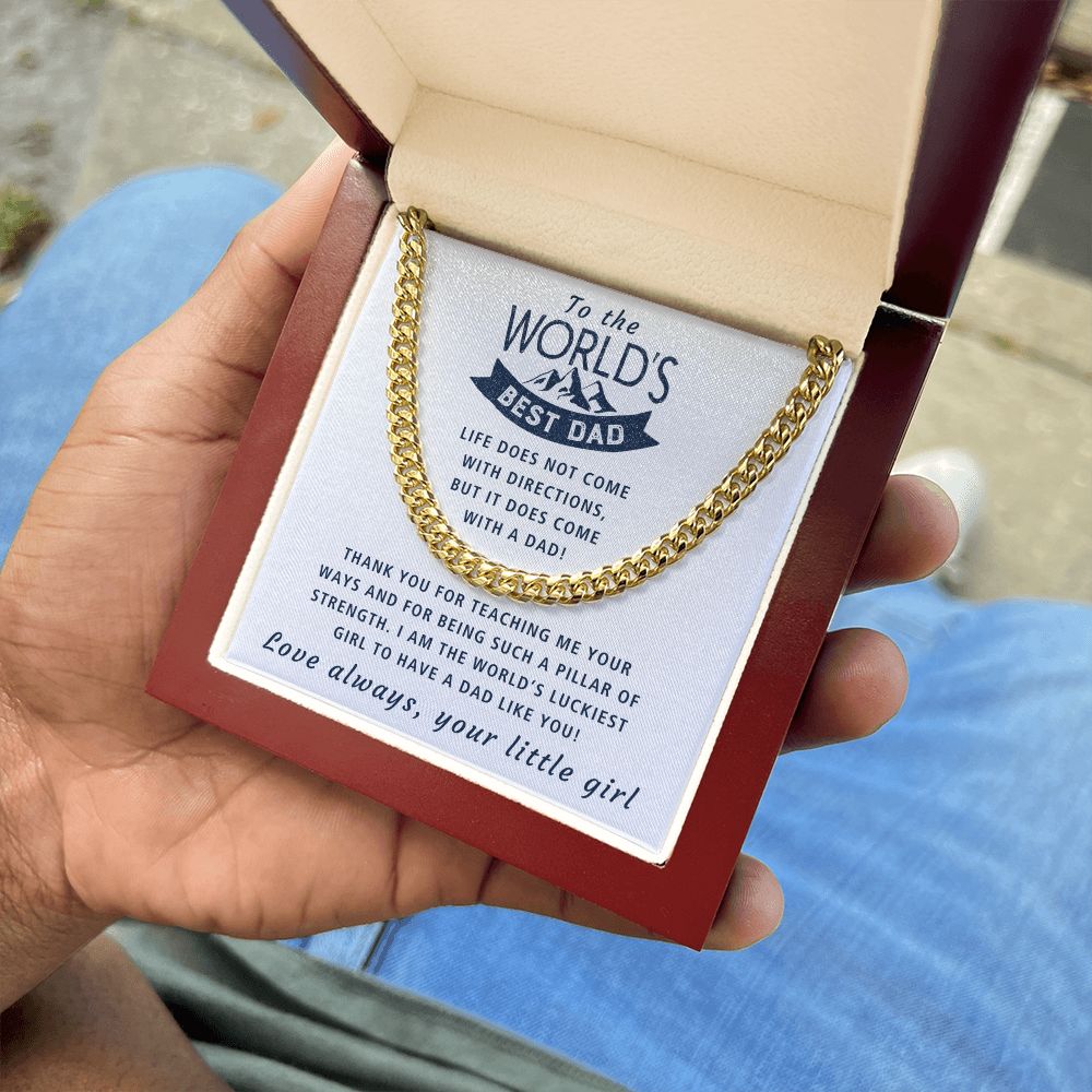 Life Comes With A Dad - Length Adjustable Cuban Link Chain For Dad