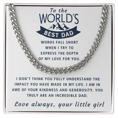 Words Fall Short - Length Adjustable Cuban Link Chain For Dad