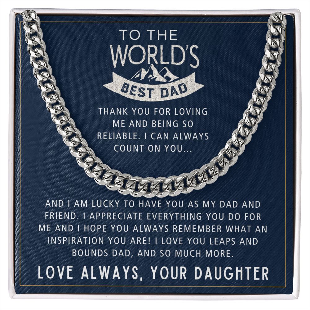 Leaps And Bounds And So Much More - Length Adjustable Cuban Link Chain For Dad