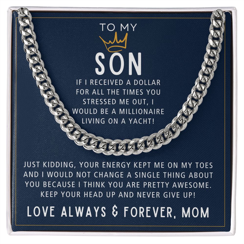 Millionaire On A Yacht - Length Adjustable Cuban Link Chain For Son