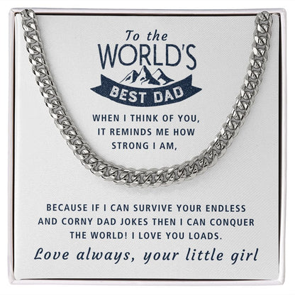 I Can Conquer The World - Length Adjustable Cuban Link Chain For Dad