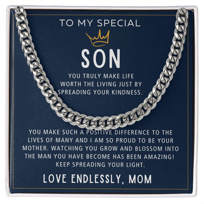 Keep Spreading Your Light - Length Adjustable Cuban Link Chain For Son