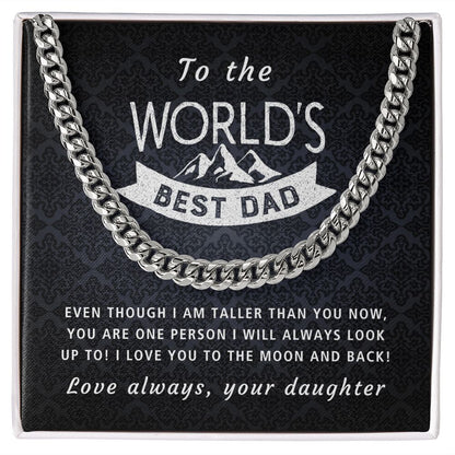 I Will Always Look Up To You - Length Adjustable Cuban Link Chain For Dad