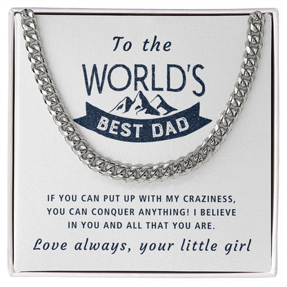 Believe - Length Adjustable Cuban Link Chain For Dad