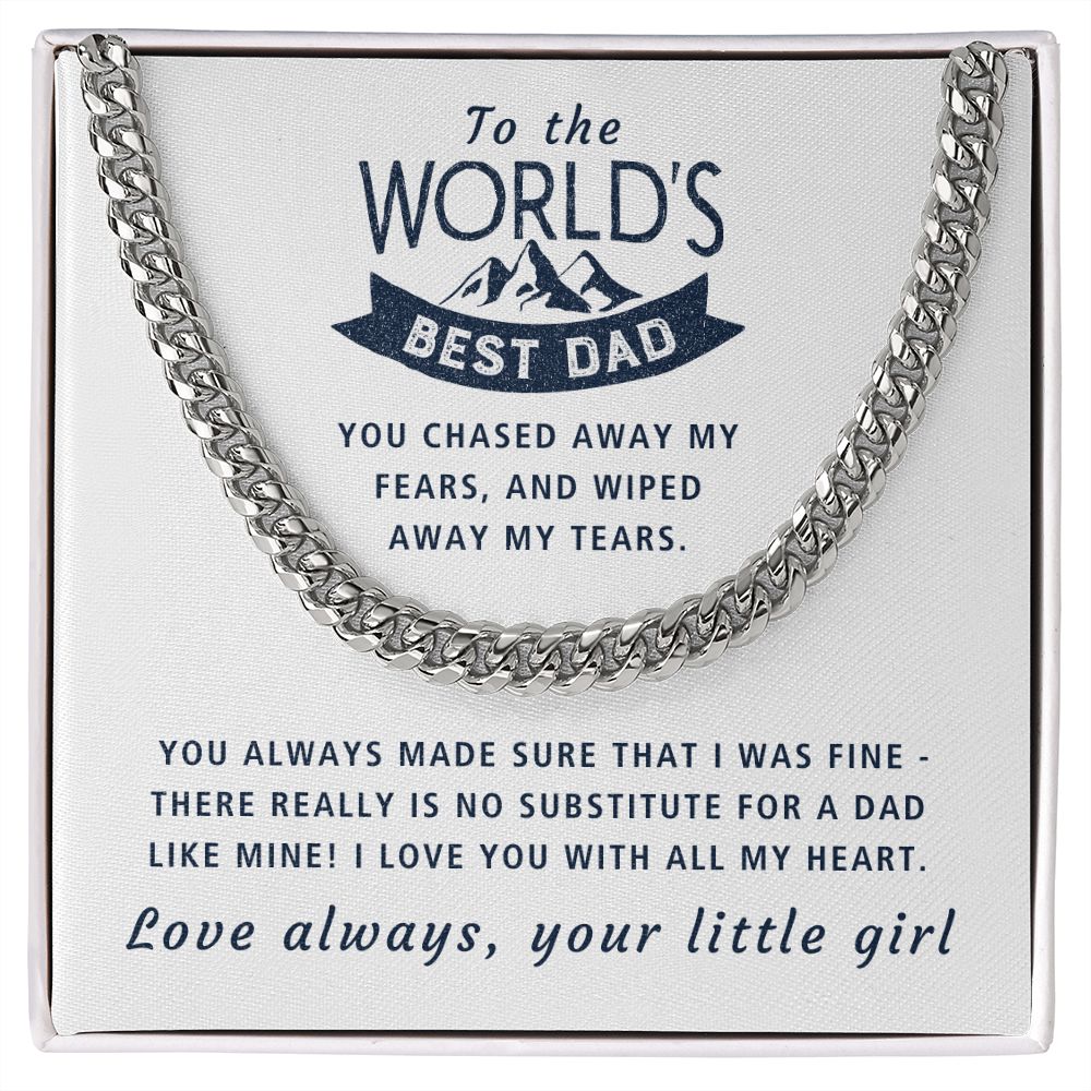 No Substitute For A Dad Like Mine - Length Adjustable Cuban Link Chain For Dad