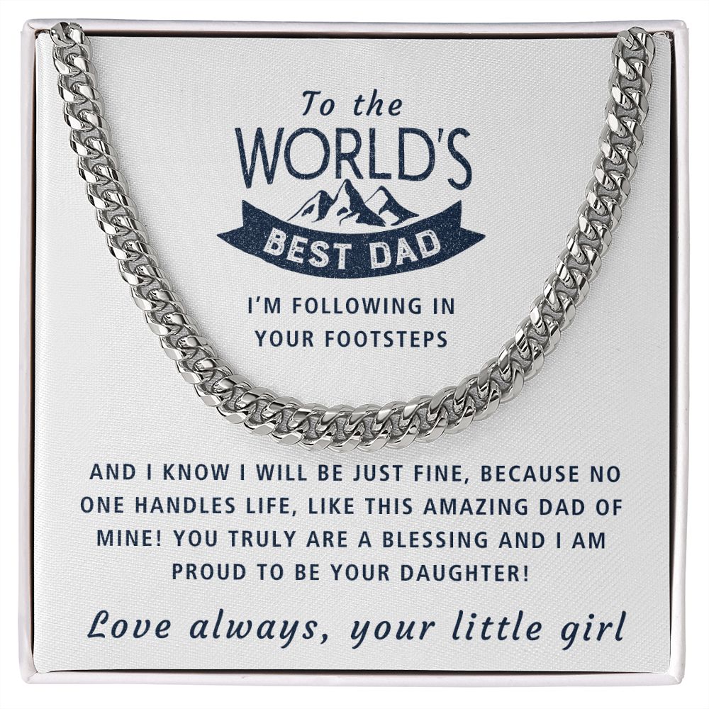 Following In Your Footsteps - Length Adjustable Cuban Link Chain For Dad