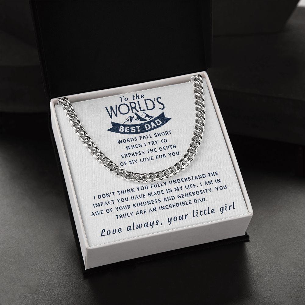 Words Fall Short - Length Adjustable Cuban Link Chain For Dad