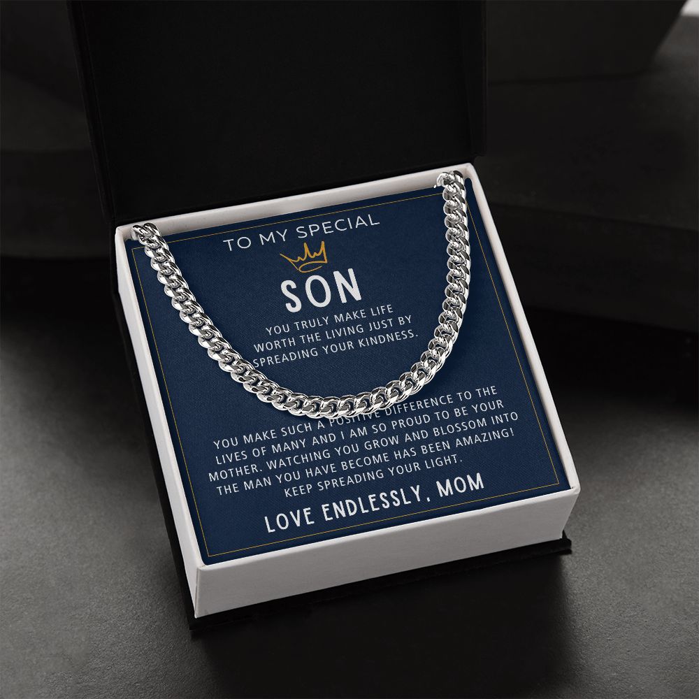 Keep Spreading Your Light - Length Adjustable Cuban Link Chain For Son