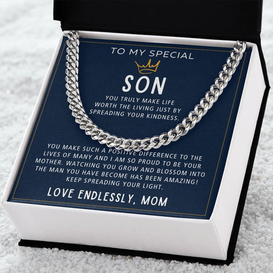 Keep Spreading Your Light - Length Adjustable Cuban Link Chain For Son